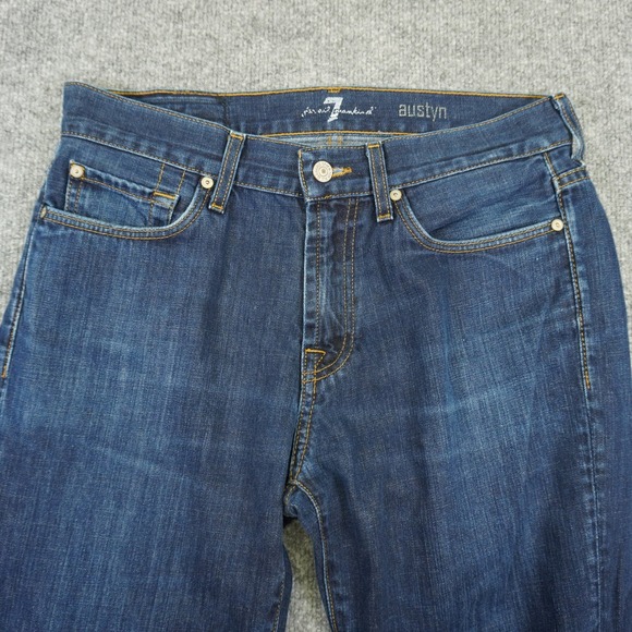 7 For All Mankind Austyn Jeans Women 32x26 Dark Blue Relaxed Straight Leg Denim - Picture 6 of 14